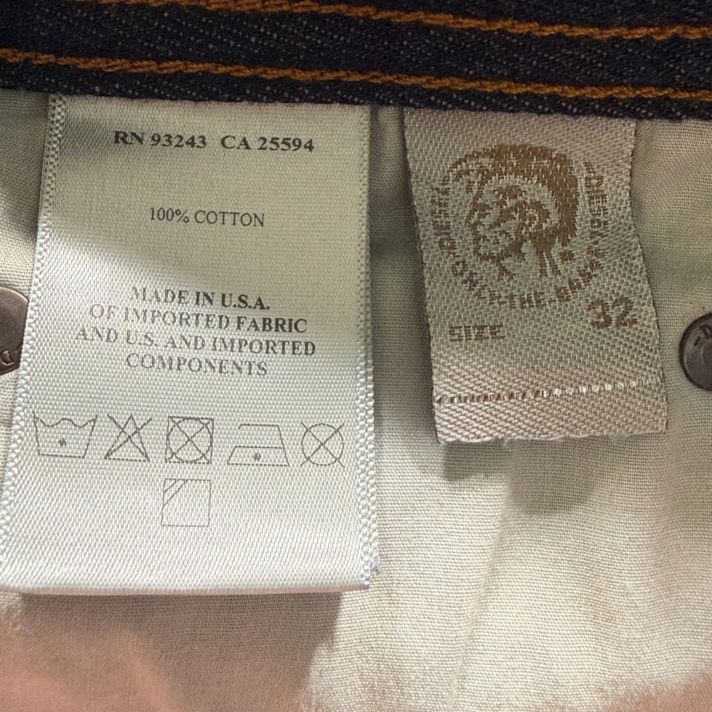 Diesel Safado Jeans Mens 32x32 Blue Slim Straight Button Fly Made in USA Faded - Picture 9 of 10